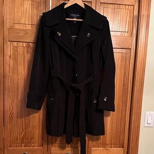 London Fog Black Double-Breasted Trench Coat with Belt